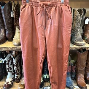 Shine star faux leather pants, size M, maroon